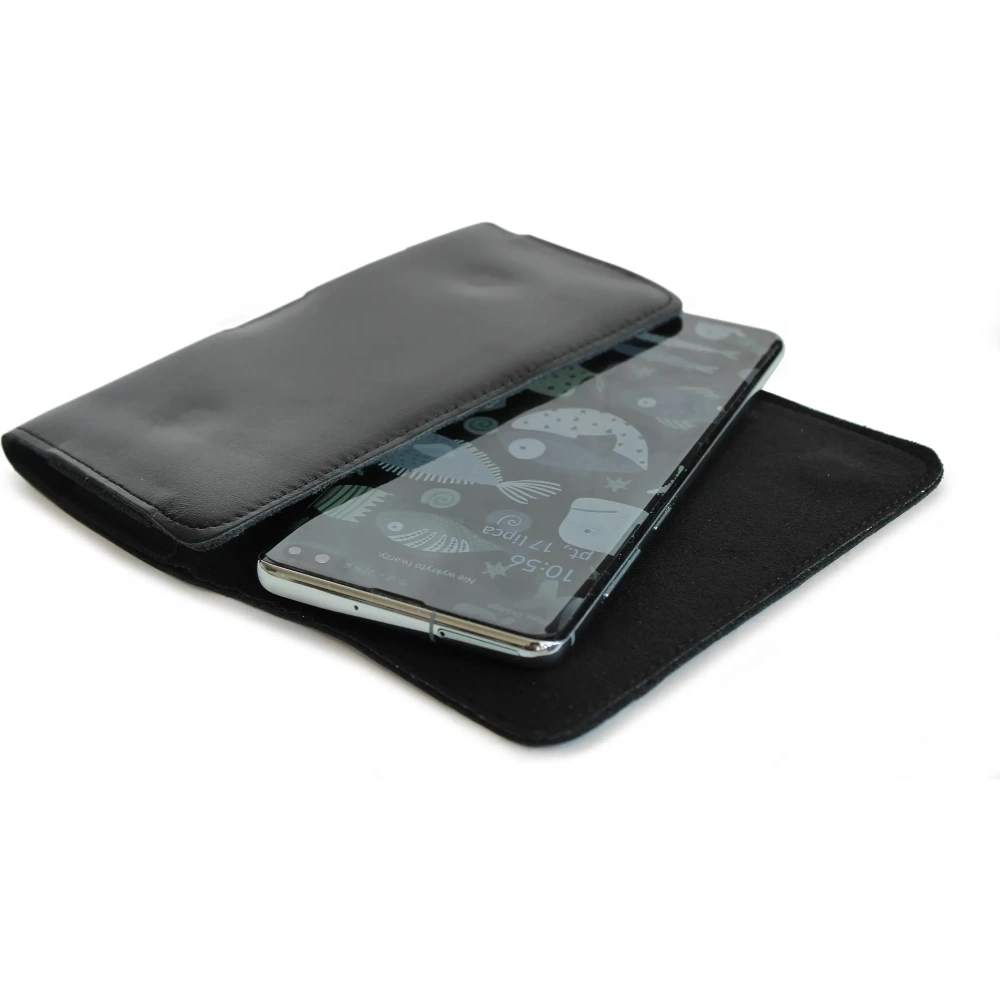 Hurtownia GSM - LURESKO FREYA XL kožené pouzdro na opasek, pouzdro na telefon 165x82x10mm (černé hladké s černou nití) - LUR1 - {ean13} - Hurt