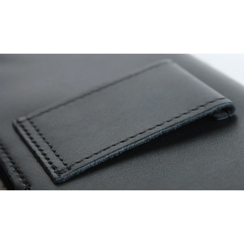 Skórzana kabura LURESKO FREYA XL do paska etui na telefon 165x82x10mm (czarny gładki czarna nić)