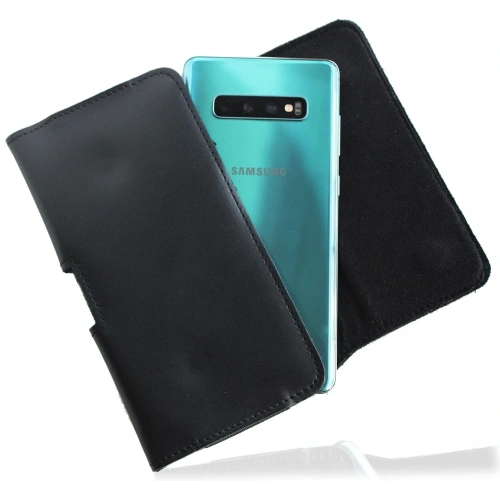 Skórzana kabura LURESKO FREYA XL do paska etui na telefon 165x82x10mm (czarny gładki czarna nić)