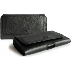 Wholesale LURESKO FREYA XL leather holster for belt, phone case 165x82x10mm (black ribbed with black thread) - LUR2 - {ean13} - Hurt