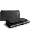 LURESKO FREYA XL leather holster for belt, phone case 165x82x10mm (black ribbed with black thread)
