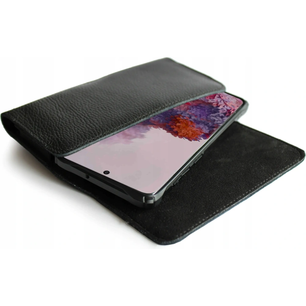 Hurtownia GSM - LURESKO FREYA XL kožené pouzdro na opasek, pouzdro na telefon 165x82x10mm (černé žebrované s černou nití) - LUR2 - {ean13} - Hurt