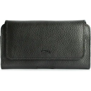 Wholesale LURESKO FREYA XL leather holster for belt, phone case 165x82x10mm (black ribbed with black thread) - LUR2 - {ean13} - Hurt