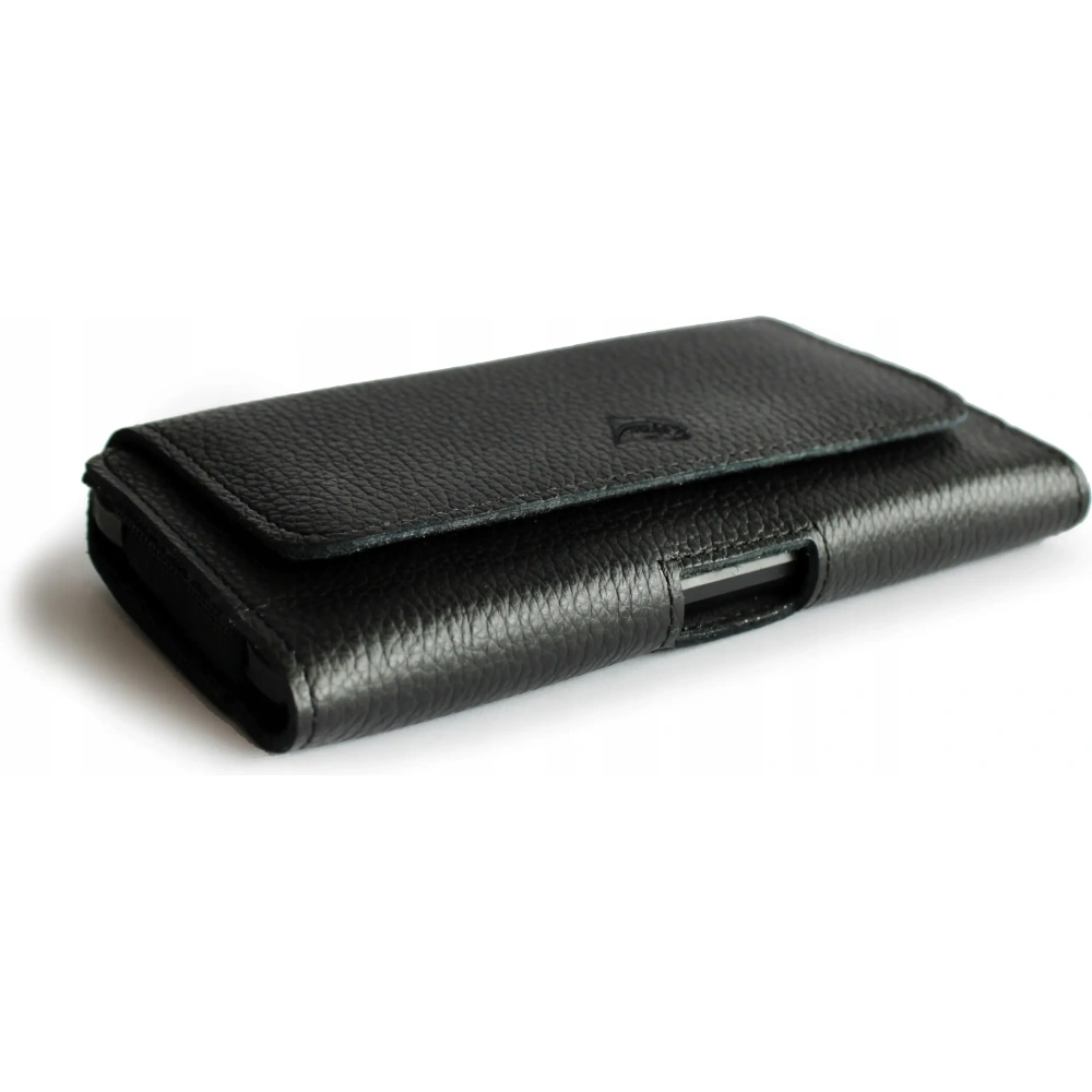 Wholesale LURESKO FREYA XL leather holster for belt, phone case 165x82x10mm (black ribbed with black thread) - LUR2 - {ean13} - Hurt