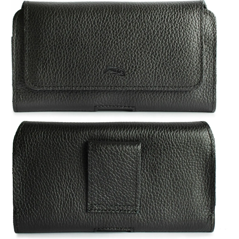 Hurtownia GSM - LURESKO FREYA XL kožené pouzdro na opasek, pouzdro na telefon 165x82x10mm (černé žebrované s černou nití) - LUR2 - {ean13} - Hurt