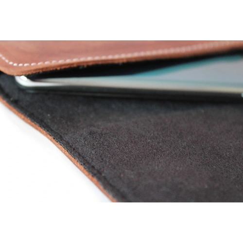 Skórzana kabura LURESKO FREYA XL do paska etui na telefon 165x82x10mm (brąz vintage biała nić)