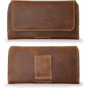 Wholesale LURESKO FREYA XL leather holster for belt, phone case 165x82x10mm (vintage brown with white thread) - LUR3 - {ean13} - Hurt