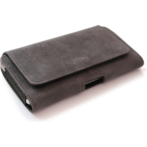 Skórzana kabura LURESKO FREYA XL do paska etui na telefon 165x82x10mm (szary vintage)