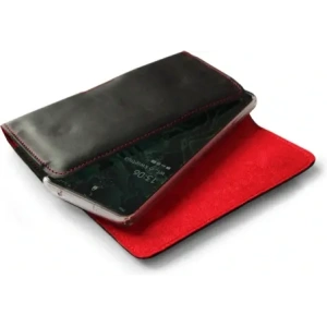 Wholesale LURESKO FREYA XL leather holster for belt, phone case 165x82x10mm (black smooth with red thread and red interior) - LUR5 - {ean13} - Hurt