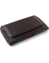 Wholesale LURESKO FREYA XL leather holster for belt, phone case 165x82x10mm (black smooth with red thread and red interior) - LUR5 - {ean13} - Hurt