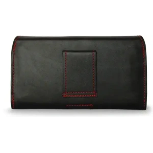 Wholesale LURESKO FREYA XL leather holster for belt, phone case 165x82x10mm (black smooth with red thread and red interior) - LUR5 - {ean13} - Hurt