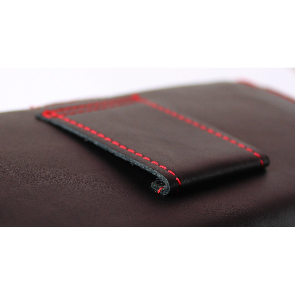 Wholesale LURESKO FREYA XL leather holster for belt, phone case 165x82x10mm (black smooth with red thread and red interior) - LUR5 - {ean13} - Hurt