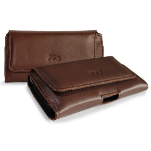Skórzana kabura LURESKO FREYA XL do paska etui na telefon 165x82x10mm (brąz gładki)