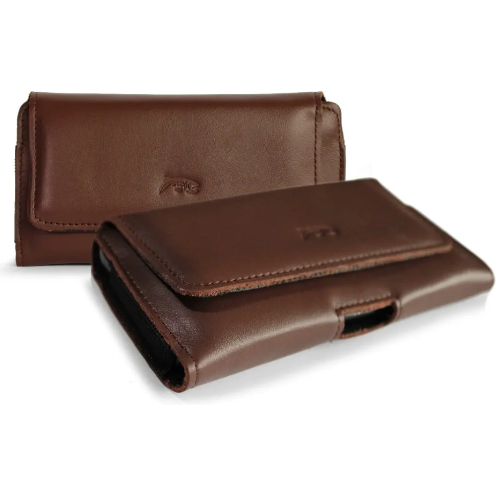 Wholesale LURESKO FREYA XL leather holster for belt, phone case 165x82x10mm (smooth brown) - LUR6 - {ean13} - Hurt