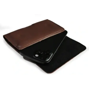 LURESKO FREYA XL leather holster for belt, phone case 165x82x10mm (smooth brown)