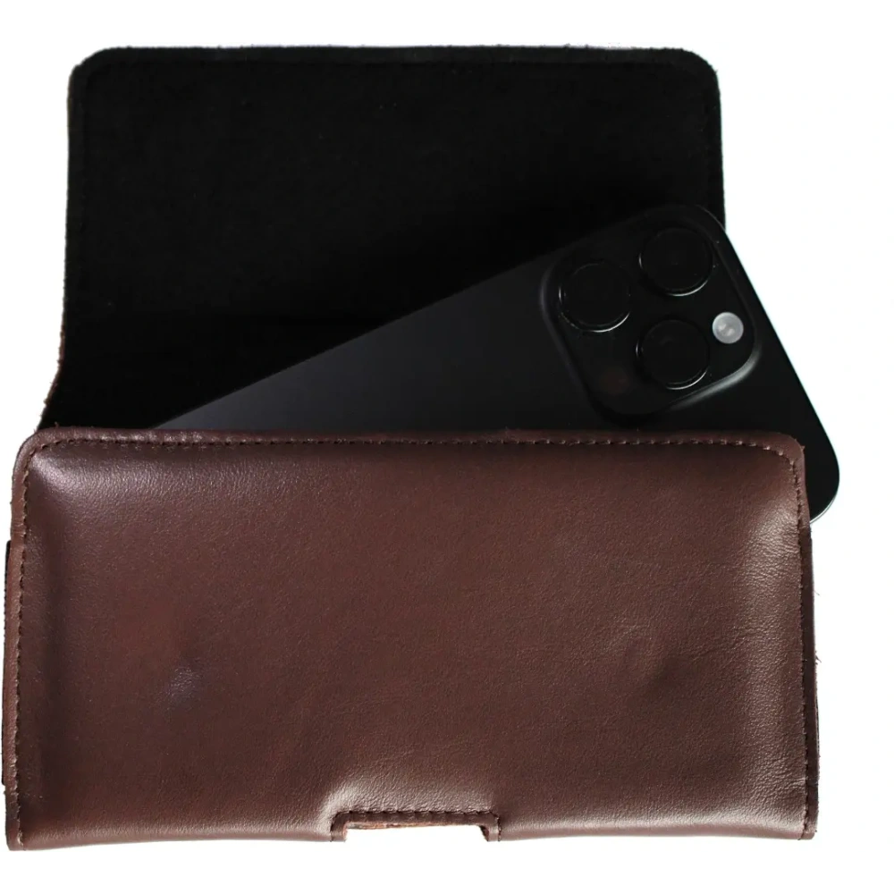 Wholesale LURESKO FREYA XL leather holster for belt, phone case 165x82x10mm (smooth brown) - LUR6 - {ean13} - Hurt