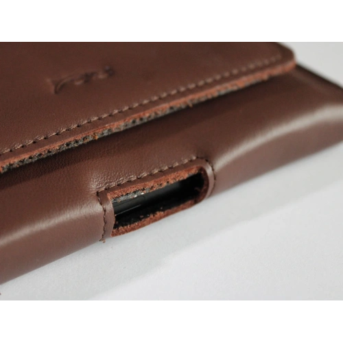 Skórzana kabura LURESKO FREYA XL do paska etui na telefon 165x82x10mm (brąz gładki)