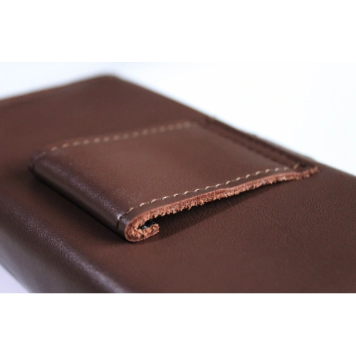 Skórzana kabura LURESKO FREYA XL do paska etui na telefon 165x82x10mm (brąz gładki)