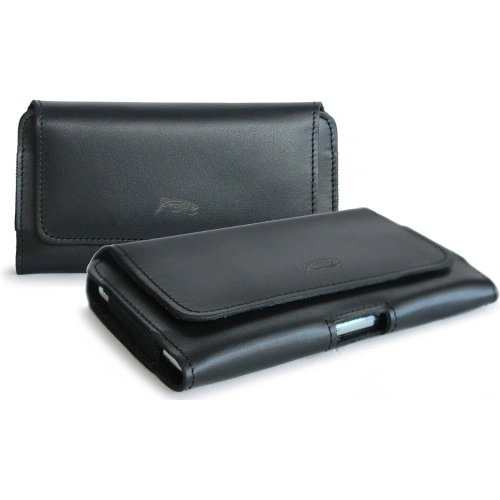 Skórzana kabura LURESKO FREYA S do paska etui na telefon 131x62x12mm - CZARNY GŁADKI