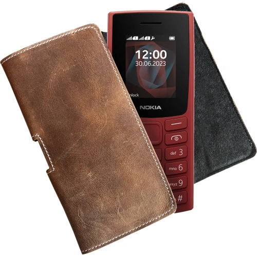 Skórzana kabura LURESKO FREYA S do paska etui na telefon 131x62x12mm - BRĄZ VINTAGE