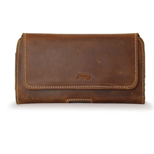 Skórzana kabura LURESKO FREYA S do paska etui na telefon 131x62x12mm - BRĄZ VINTAGE