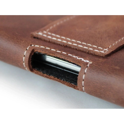Skórzana kabura LURESKO FREYA S do paska etui na telefon 131x62x12mm - BRĄZ VINTAGE