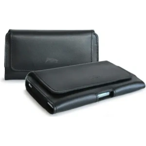 LURESKO FREYA M leather holster for belt phone case 150x 72x10 - BLACK SMOOTH