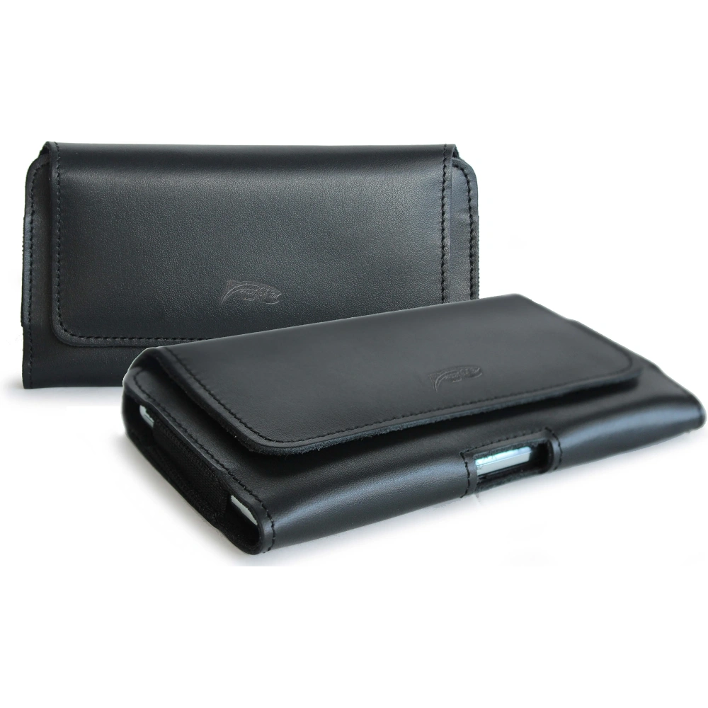 Wholesale LURESKO FREYA M leather holster for belt phone case 150x 72x10 - BLACK SMOOTH - LUR9 - {ean13} - Hurt