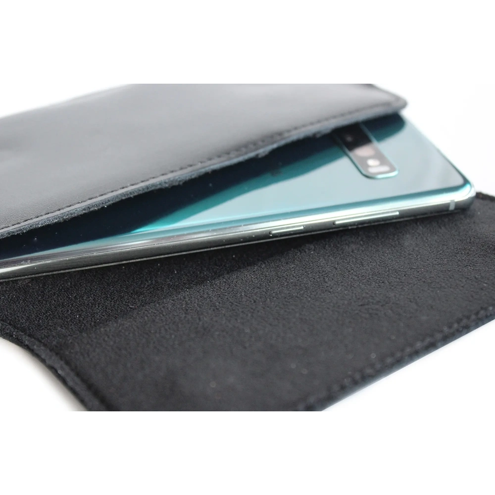 Wholesale LURESKO FREYA M leather holster for belt phone case 150x 72x10 - BLACK SMOOTH - LUR9 - {ean13} - Hurt