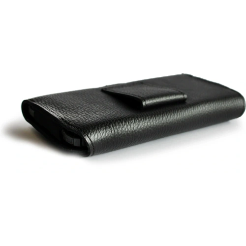 Skórzana kabura LURESKO FREYA XXL do paska etui na telefon 170x82x10mm (czarny karbowany czarna nić)