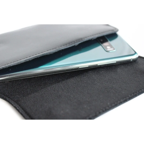 Skórzana kabura LURESKO FREYA XXL do paska etui na telefon 170x82x10mm (czarny gładki czarna nić)