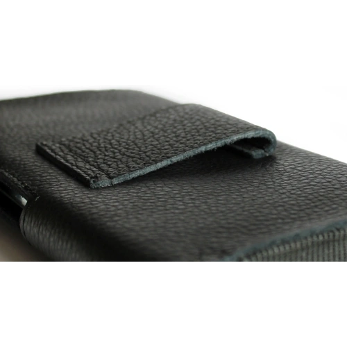 Skórzana kabura LURESKO FREYA XXL do paska etui na telefon 170x82x10mm (czarny karbowany czarna nić)