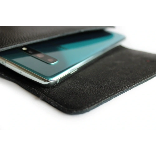 Skórzana kabura LURESKO FREYA XXL do paska etui na telefon 170x82x10mm (czarny karbowany czarna nić)