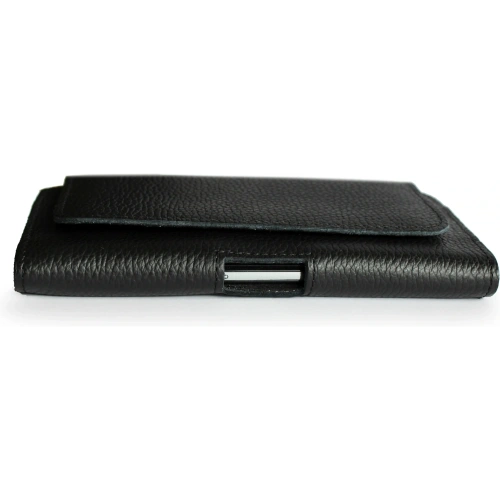 Skórzana kabura LURESKO FREYA XXL do paska etui na telefon 170x82x10mm (czarny karbowany czarna nić)