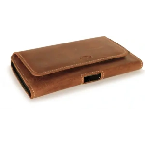 Wholesale LURESKO FREYA XXL leather holster for belt, phone case 170x85x10mm (vintage brown with white thread) - LUR12 - {ean13} - Hurt