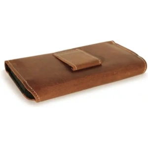 Wholesale LURESKO FREYA XXL leather holster for belt, phone case 170x85x10mm (vintage brown with white thread) - LUR12 - {ean13} - Hurt