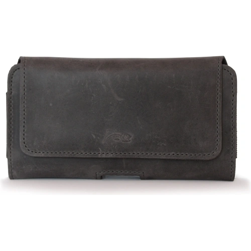 Skórzana kabura LURESKO FREYA XXL do paska etui na telefon 170x85x10mm (szary vintage szara nić)