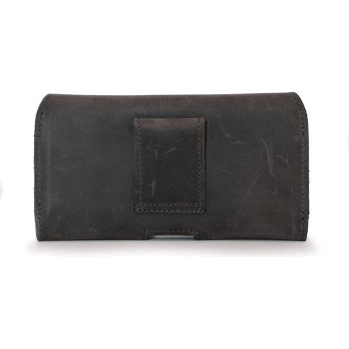 Skórzana kabura LURESKO FREYA XXL do paska etui na telefon 170x85x10mm (szary vintage szara nić)