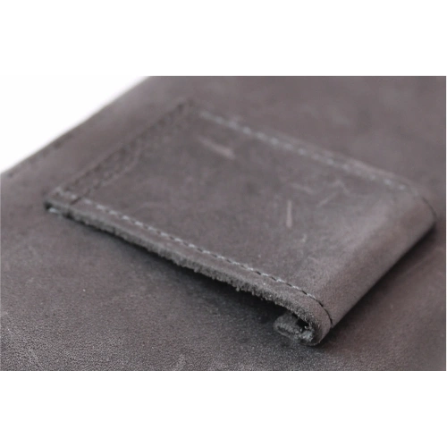 Skórzana kabura LURESKO FREYA XXL do paska etui na telefon 170x85x10mm (szary vintage szara nić)