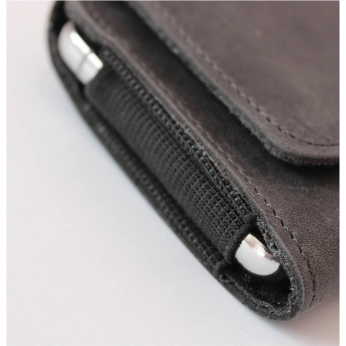 Skórzana kabura LURESKO FREYA XXL do paska etui na telefon 170x85x10mm (szary vintage szara nić)