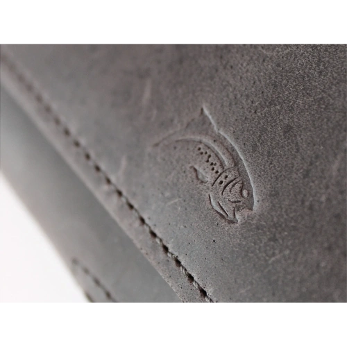 Skórzana kabura LURESKO FREYA XXL do paska etui na telefon 170x85x10mm (szary vintage szara nić)