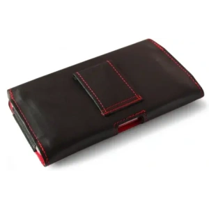 Wholesale LURESKO FREYA XXL leather holster for belt, phone case 170x85x10mm (black smooth, red thread, red interior) - LUR14 - {ean13} - Hurt