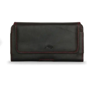 Wholesale LURESKO FREYA XXL leather holster for belt, phone case 170x85x10mm (black smooth, red thread, red interior) - LUR14 - {ean13} - Hurt