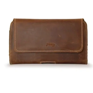 Wholesale LURESKO FREYA 3XL leather holster for belt, phone case 175x83x15 (vintage brown with white thread) - LUR16 - {ean13} - Hurt