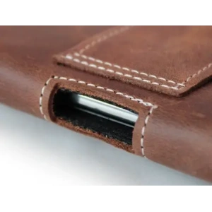 Wholesale LURESKO FREYA 3XL leather holster for belt, phone case 175x83x15 (vintage brown with white thread) - LUR16 - {ean13} - Hurt