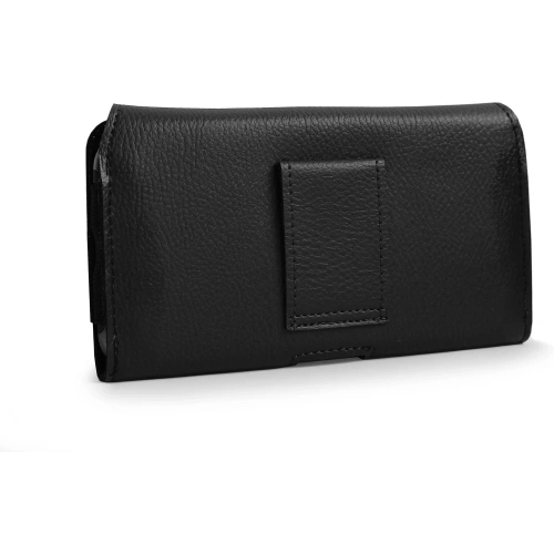 Kabura LURESKO HEL S do paska Eco etui na telefon 131x62x12mm (czarny karbowany czarny nić)