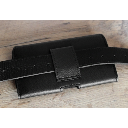 Kabura LURESKO HEL S do paska Eco etui na telefon 131x62x12mm (czarny karbowany czarny nić)