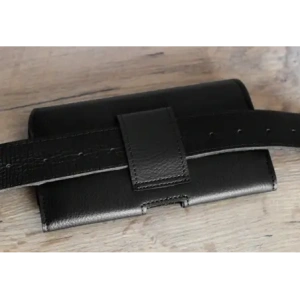 Hurtownia GSM - LURESKO HEL XL pouzdro pro Eco opasek, pouzdro na telefon 165x82x12 (černé s ribovaným vzorem a černou nití) - LUR18 - {ean13} - Hurt
