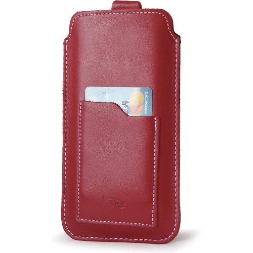 Skórzane etui uniwersalne LURESKO ASTER XXXL z oczkiem na smycz wsuwka na telefon 6.5' - 6.9' (czerwony biała nić)