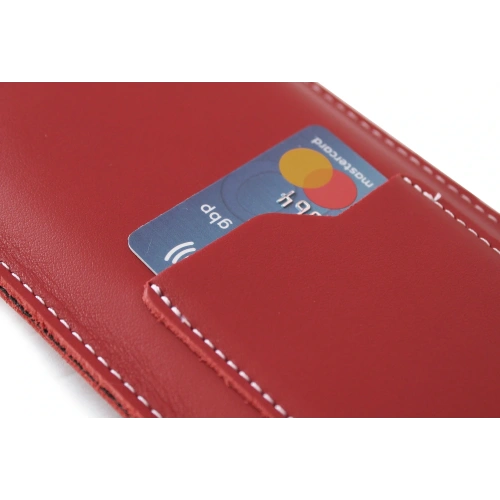 Skórzane etui uniwersalne LURESKO ASTER XXXL z oczkiem na smycz wsuwka na telefon 6.5' - 6.9' (czerwony biała nić)